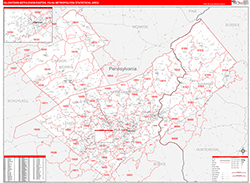 Allentown-Bethlehem-Easton Metro Area Wall Map Red Line Style 2026